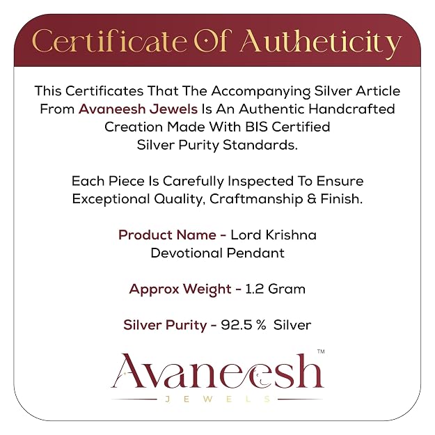 925 Silver Lord Krishna Sada Sahayte Pendant for Men & Women | Religious Round Sanskrit Pendant | Daily Wear Spiritual Jewellery | Gift for Devotees