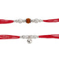 Original Silver Couple Rakhi Set for Bhai Bhabhi | Rudraksha & Silver Lumba Rakhi | Red Cotton Thread | Traditional Raksha Bandhan Gift | Combo Pack