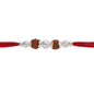 Original Silver Rudraksha Rakhi for Brother | 2 Beads | Red Handwoven Cotton Thread Rakhi | Traditional Raksha Bandhan Bracelet | Spiritual Silver Rakhi Gift