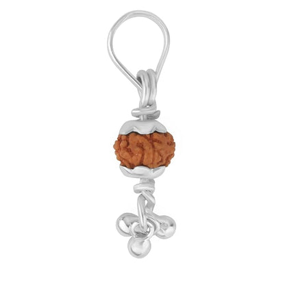 925 Silver Rudraksh Pendant with Hook for Men & Women | Natural 7 MM Rudraksha Bead | Religious Silver Pendant | Lightweight Daily Wear | Pendant with Bead Cap & Dangle