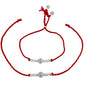 Original Silver Couple Combo Rakhi Set for Bhai & Bhabhi | Handmade Silver Rakhi and Lumba Bracelet with CZ Designer Beads | Traditional Red Cotton Thread Raksha Bandhan Gift