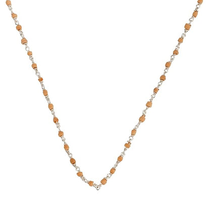 925 Silver Tulsi Beads Mala Chain for Men & Women | 24 Inch | 2 mm Beaded Necklace | Pure Silver Religious Chain | Lightweight Daily Wear | Made in India