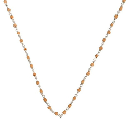 925 Silver Tulsi Beads Mala Chain for Men & Women | 24 Inch | 2 mm Beaded Necklace | Pure Silver Religious Chain | Lightweight Daily Wear | Made in India