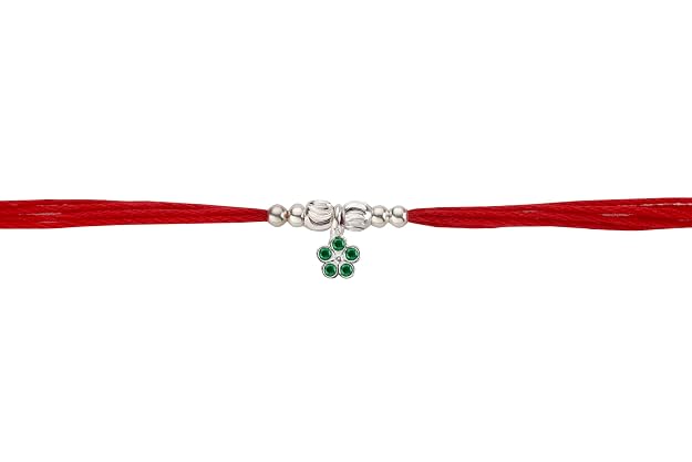 Original Silver Bhabhi(Lumba) Rakhi for Women | Designer Lumba Rakhi with Red Sacred Thread | Traditional Rakshabandhan Gift for Bhabhi & Sister-in-Law