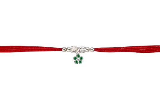 Original Silver Bhabhi(Lumba) Rakhi for Women | Designer Lumba Rakhi with Red Sacred Thread | Traditional Rakshabandhan Gift for Bhabhi & Sister-in-Law