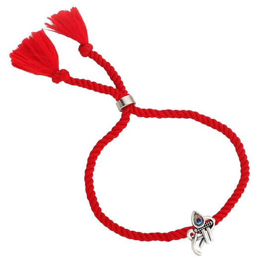 Original Silver Rakhi for Brother | Traditional Design with Adjustable Red Thread | Original Silver Raksha Bandhan Bracelet | Festival Gift for Bhai