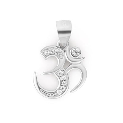 925 Sterling Silver OM Pendant for Men & Women | Cubic Zirconia Studded Om Symbol | BIS Hallmarked | Religious Spiritual Pendant | Daily Wear Jewellery | Made in India