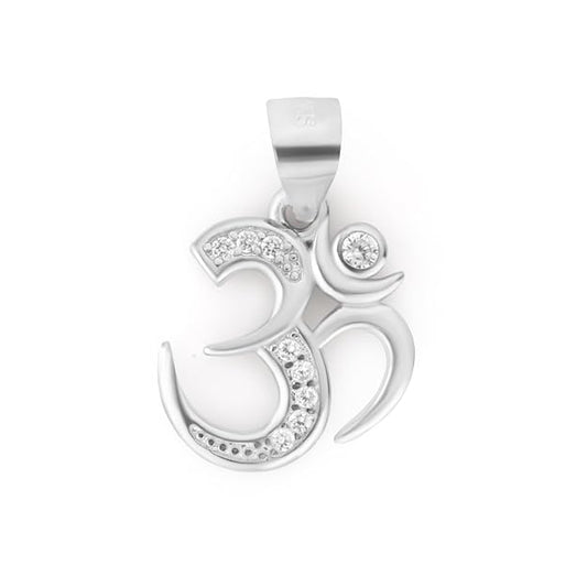 925 Sterling Silver OM Pendant for Men & Women | Cubic Zirconia Studded Om Symbol | BIS Hallmarked | Religious Spiritual Pendant | Daily Wear Jewellery | Made in India