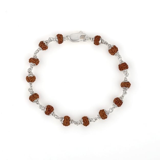 925 Silver Rudraksh Bracelet for Men and Women, 6.5 MM Beads, Unisex Design, Spiritual Accessory, Daily Wear, Gift (Rudraksh Bracelet)