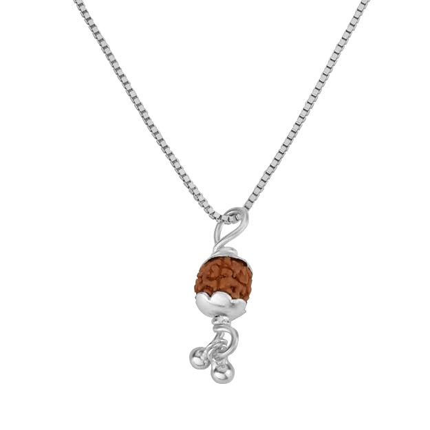 925 Silver Rudraksh Pendant for Men & Women | Natural Rudraksha Bead 7.5 MM | Lightweight Religious Pendant | Silver Finish | Daily Wear | Bead Cap & Dangle