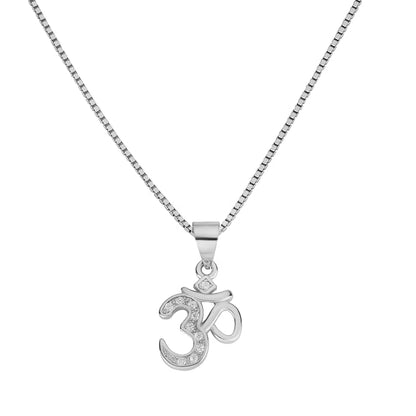 925 Sterling Silver OM Pendant for Men & Women | Cubic Zirconia Studded Om Symbol | BIS Hallmarked | Religious Spiritual Pendant | Daily Wear Jewellery | Made in India