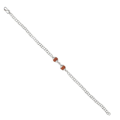 925 Silver 2 Rudraksh Beads Rakhi Bracelet for Men | Adjustable Cable Link Silver Bracelet | Spiritual Raksha Bandhan Gift | Designer Rudraksh Bracelet