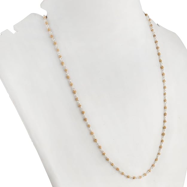 925 Silver Tulsi Beads Mala Chain for Men & Women | 24 Inch | 2 mm Beaded Necklace | Pure Silver Religious Chain | Lightweight Daily Wear | Made in India