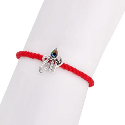 Original Silver Rakhi for Brother | Traditional Design with Adjustable Red Thread | Original Silver Raksha Bandhan Bracelet | Festival Gift for Bhai