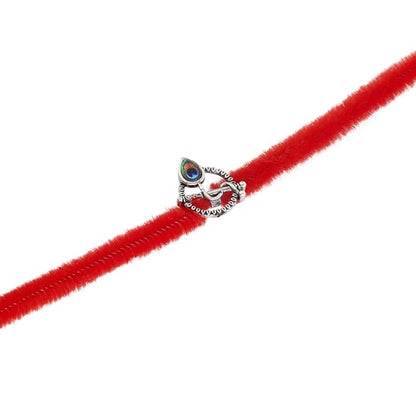 Original Silver Rakhi for Brother | Traditional Designer Raksha Bandhan Bracelet | Premium Soft Furry Wired Red Thread | Adjustable Steel Spring Lock | Festive Gift for Men & Boys