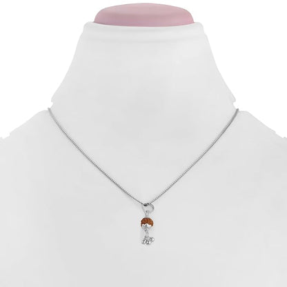 925 Silver Rudraksh Pendant with Hook for Men & Women | Natural 7 MM Rudraksha Bead | Religious Silver Pendant | Lightweight Daily Wear | Pendant with Bead Cap & Dangle