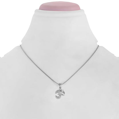 925 Sterling Silver OM Pendant for Men & Women | Cubic Zirconia Studded Om Symbol | BIS Hallmarked | Religious Spiritual Pendant | Daily Wear Jewellery | Made in India