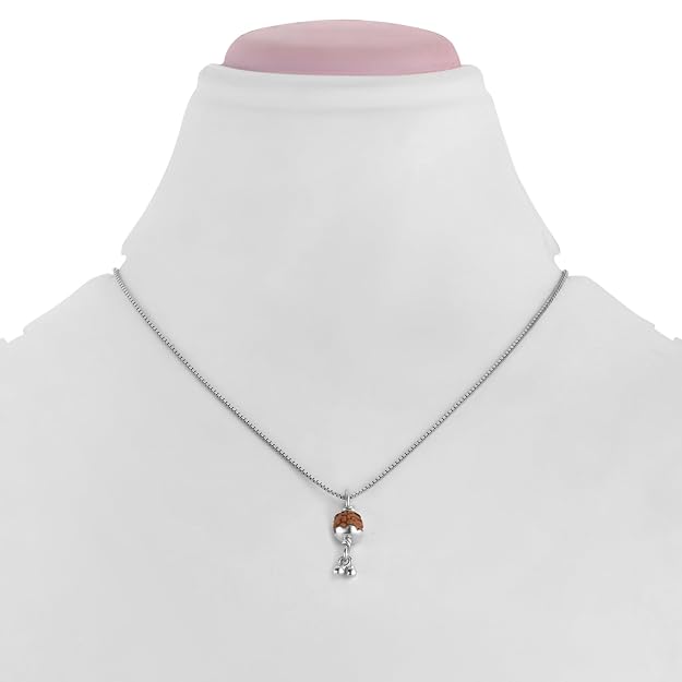 925 Silver Rudraksh Pendant for Men & Women | Natural Rudraksha Bead 7.5 MM | Lightweight Religious Pendant | Silver Finish | Daily Wear | Bead Cap & Dangle