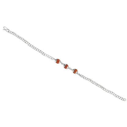 925 Silver 3 Rudraksh Beads Rakhi Bracelet for Men | Adjustable Cable Link Silver Bracelet | Spiritual Raksha Bandhan Gift | Designer Rudraksh Bracelet