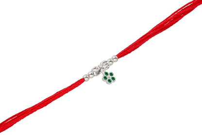 Original Silver Bhabhi(Lumba) Rakhi for Women | Designer Lumba Rakhi with Red Sacred Thread | Traditional Rakshabandhan Gift for Bhabhi & Sister-in-Law