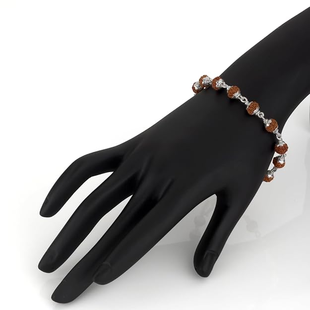 925 Silver Rudraksh Bracelet for Men and Women, 6.5 MM Beads, Unisex Design, Spiritual Accessory, Daily Wear, Gift (Rudraksh Bracelet)