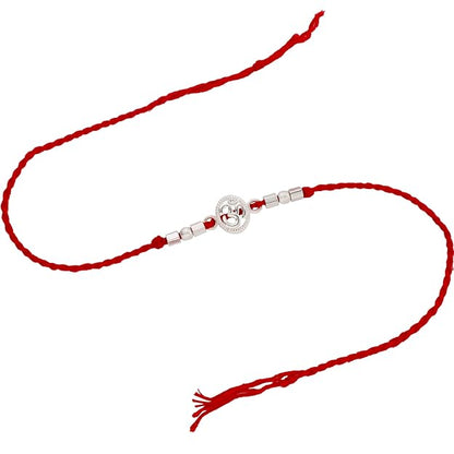 Original Silver Om Rakhi for Brother | Red Handwoven Cotton Thread Rakhi | Traditional Raksha Bandhan Bracelet | Spiritual Silver Rakhi Gift