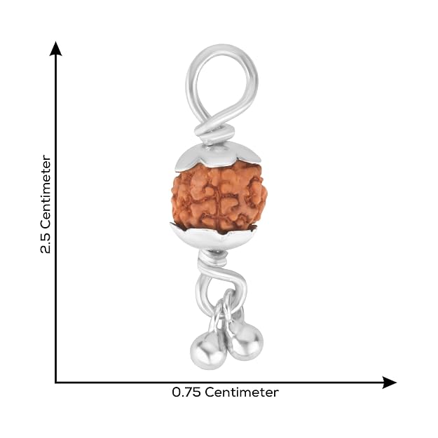 925 Silver Rudraksh Pendant for Men & Women | Natural Rudraksha Bead 7.5 MM | Lightweight Religious Pendant | Silver Finish | Daily Wear | Bead Cap & Dangle