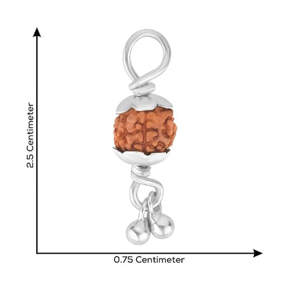 925 Silver Rudraksh Pendant for Men & Women | Natural Rudraksha Bead 7.5 MM | Lightweight Religious Pendant | Silver Finish | Daily Wear | Bead Cap & Dangle