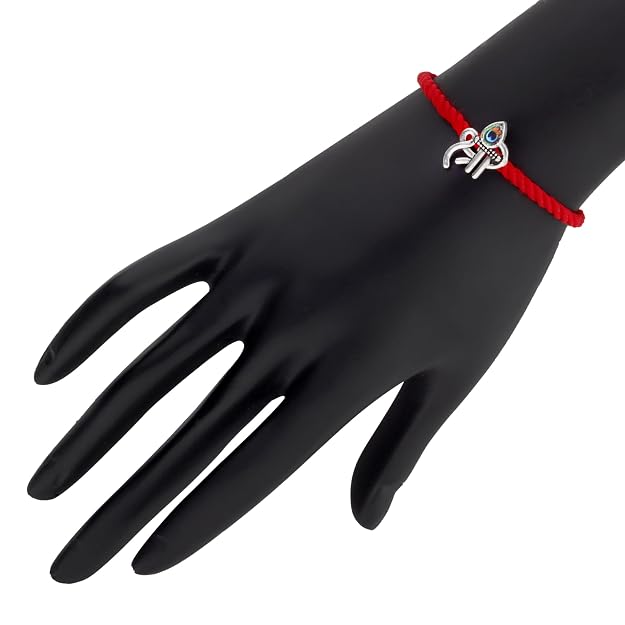 Original Silver Rakhi for Brother | Traditional Design with Adjustable Red Thread | Original Silver Raksha Bandhan Bracelet | Festival Gift for Bhai