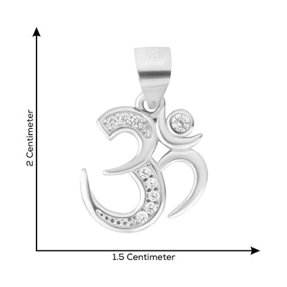 925 Sterling Silver OM Pendant for Men & Women | Cubic Zirconia Studded Om Symbol | BIS Hallmarked | Religious Spiritual Pendant | Daily Wear Jewellery | Made in India