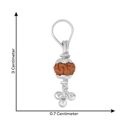 925 Silver Rudraksh Pendant with Hook for Men & Women | Natural 7 MM Rudraksha Bead | Religious Silver Pendant | Lightweight Daily Wear | Pendant with Bead Cap & Dangle