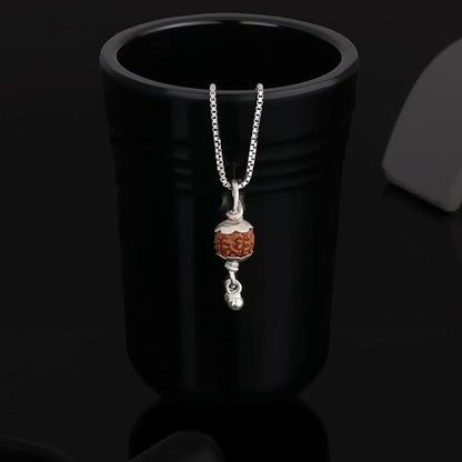 925 Silver Rudraksh Pendant for Men & Women | Natural Rudraksha Bead 7.5 MM | Lightweight Religious Pendant | Silver Finish | Daily Wear | Bead Cap & Dangle