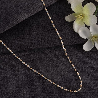 925 Silver Tulsi Beads Mala Chain for Men & Women | 24 Inch | 2 mm Beaded Necklace | Pure Silver Religious Chain | Lightweight Daily Wear | Made in India