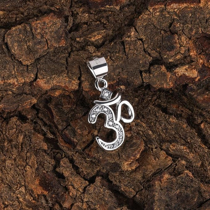 925 Sterling Silver OM Pendant for Men & Women | Cubic Zirconia Studded Om Symbol | BIS Hallmarked | Religious Spiritual Pendant | Daily Wear Jewellery | Made in India