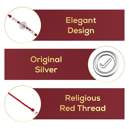 Original Silver Om Rakhi for Brother | Red Handwoven Cotton Thread Rakhi | Traditional Raksha Bandhan Bracelet | Spiritual Silver Rakhi Gift