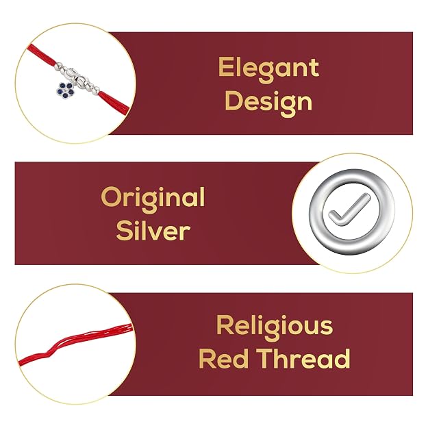 Original Silver Bhabhi(Lumba) Rakhi for Women | Designer Lumba Rakhi with Red Sacred Thread | Traditional Rakshabandhan Gift for Bhabhi & Sister-in-Law