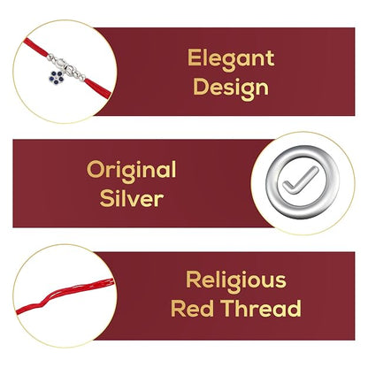 Original Silver Bhabhi(Lumba) Rakhi for Women | Designer Lumba Rakhi with Red Sacred Thread | Traditional Rakshabandhan Gift for Bhabhi & Sister-in-Law