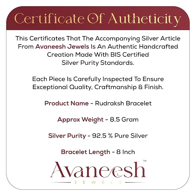 925 Silver Rudraksh Bracelet for Men and Women, 6.5 MM Beads, Unisex Design, Spiritual Accessory, Daily Wear, Gift (Rudraksh Bracelet)