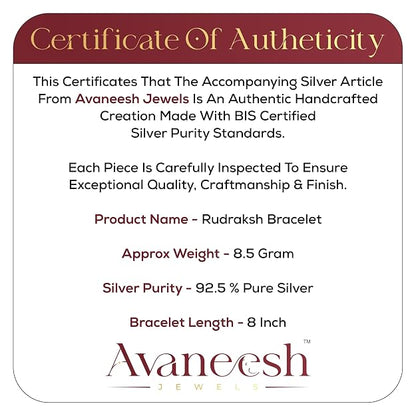 925 Silver Rudraksh Bracelet for Men and Women, 6.5 MM Beads, Unisex Design, Spiritual Accessory, Daily Wear, Gift (Rudraksh Bracelet)
