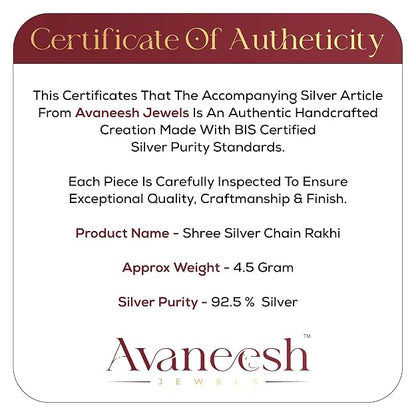 925 Silver Shree with Rudraksh Rakhi Bracelet for Men | Adjustable Silver Chain Bracelet | Spiritual Raksha Bandhan Gift | Designer Religious Bracelet with Rudraksh Beads