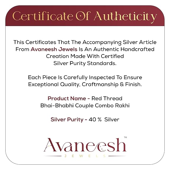 Original Silver Couple Rakhi Set for Bhai Bhabhi | Rudraksha & Silver CZ Lumba Rakhi | Red Cotton Thread | Traditional Raksha Bandhan Gift | Combo Pack