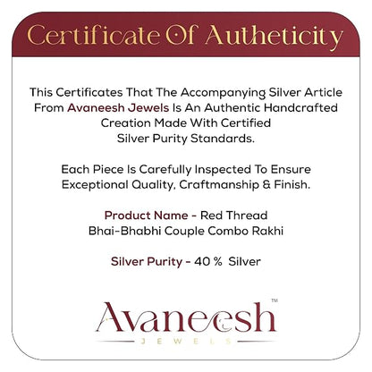 Original Silver Couple Rakhi Set for Bhai Bhabhi | Rudraksha & Silver CZ Lumba Rakhi | Red Cotton Thread | Traditional Raksha Bandhan Gift | Combo Pack
