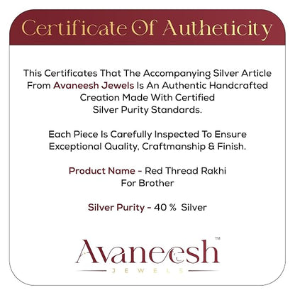 Original Silver Rakhi for Brother | Traditional Designer Raksha Bandhan Bracelet | Premium Soft Furry Wired Red Thread | Adjustable Steel Spring Lock | Festive Gift for Men & Boys