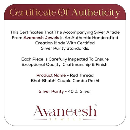 Original Silver Couple Rakhi Set for Bhai Bhabhi | Rudraksha & Silver Lumba Rakhi | Red Cotton Thread | Traditional Raksha Bandhan Gift | Combo Pack